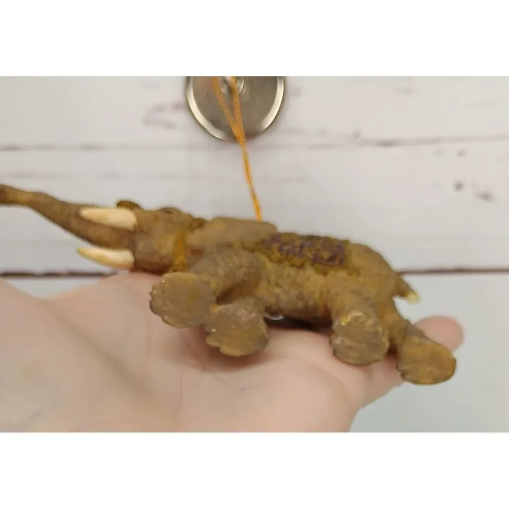 Handcrafted Resin Elephant Hanging‎ Ornament With Purple & Gold Accents For Home
